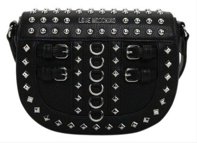 Love Moschino Studded Black Leather Cross Body Bag