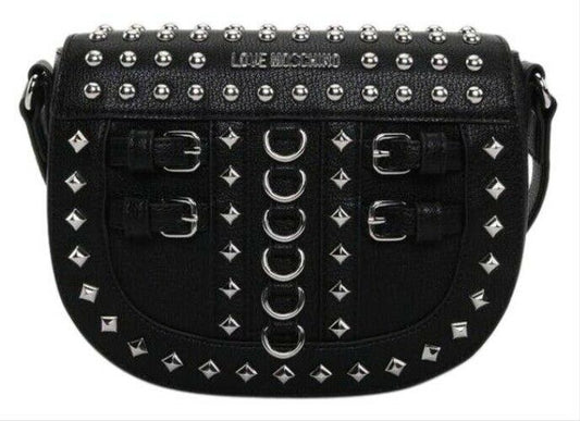 Love Moschino Studded Black Leather Cross Body Bag