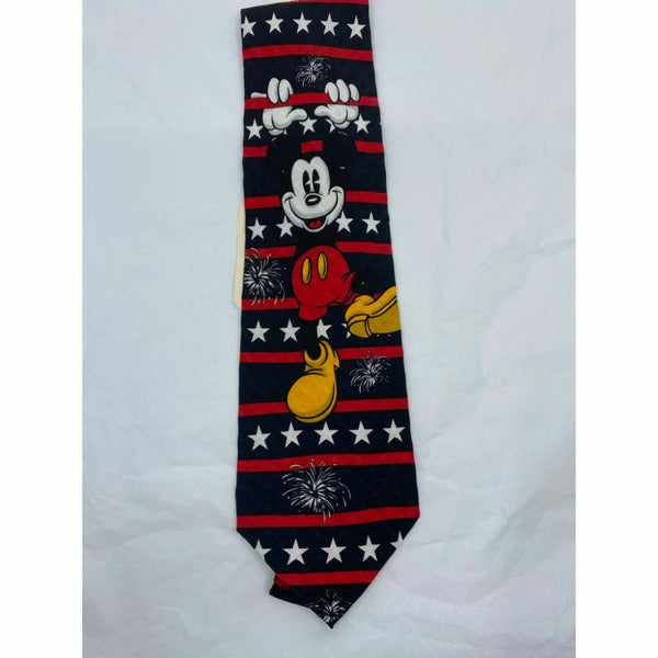 MICKEY MOUSE Disney Neck Tie Black Red White Hand Made 100% Silk