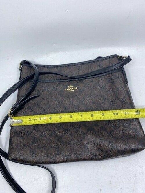 coach large brown coated canvas cross body bag