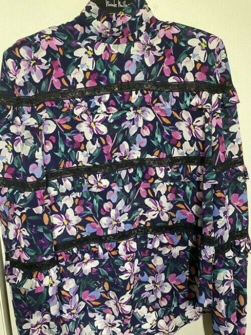 nicole miller multicolor new ls floral msrp sample small blouse