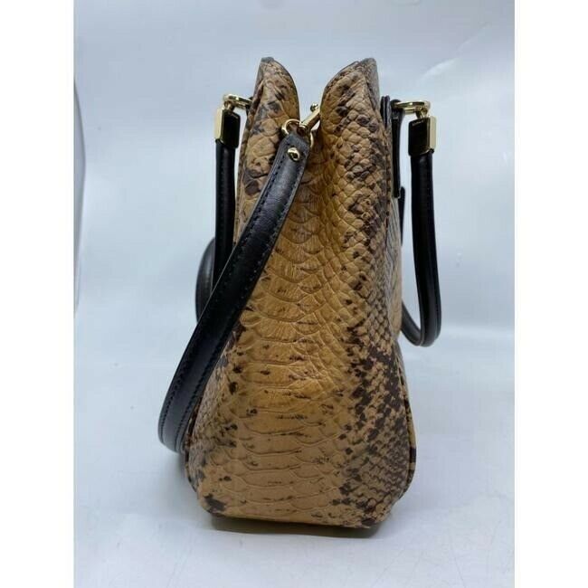 coach snake embossed print handbag beige brown leather cross body bag
