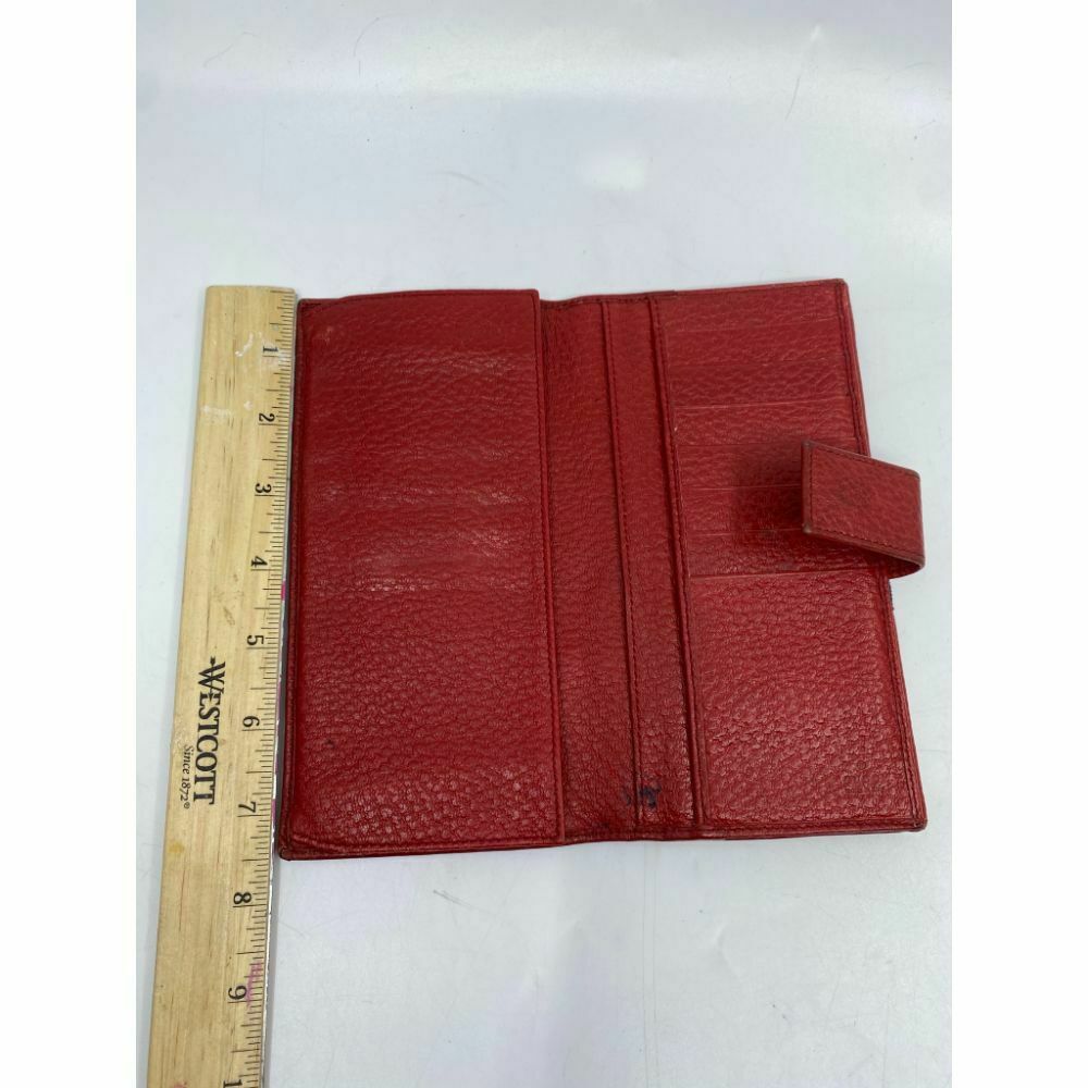 GUCCI Women Red Tri Fold Leather Wallet