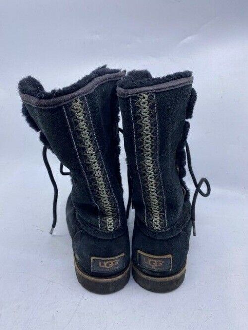 Ugg Australia Black Rugged Lace Up Bootsbooties Size Us