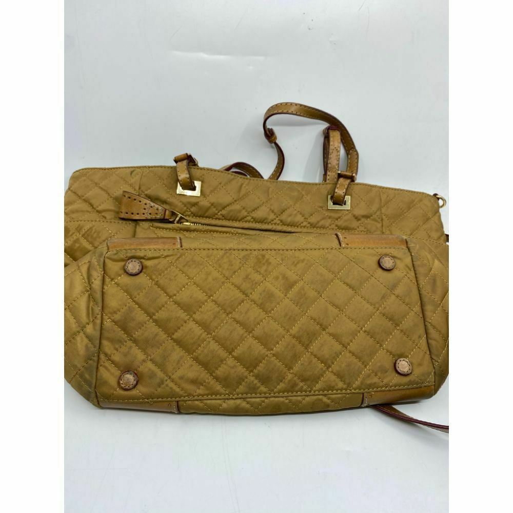 MZ WALLACE XL Light Brown Quilted Tote Bag w/ Leather Trim And Crossbody Strap