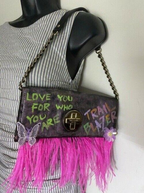 kate spade w hand customized by me w applique street black pink hobo bag