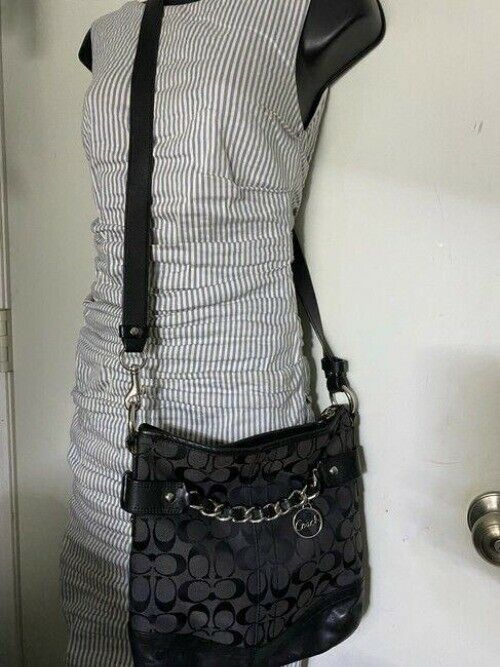Coach Black Gray Fabric Cross Body Bag