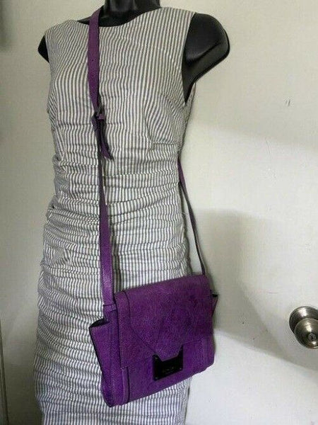 Nicole Miller Nwot Msrp Purple Leather Cross Body Bag