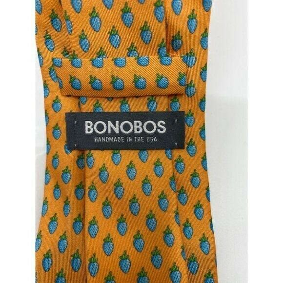 New! BONOBOS Blue Orange Premium Neck Tie Handmade