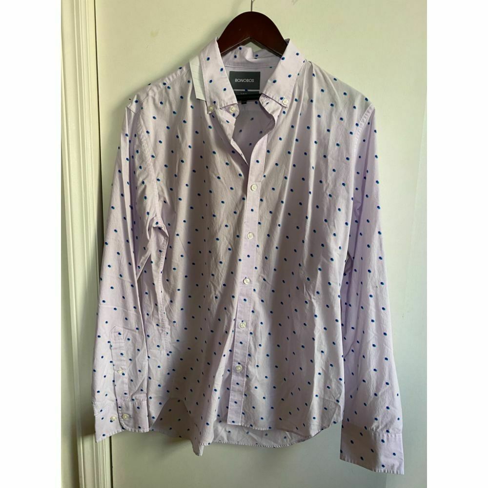 BONOBOS Pink Blue Printed Long Sleeve Button Down Shirt Size M