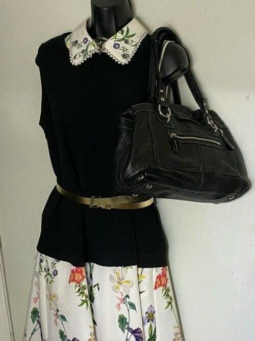coach large black leather shoulder bag