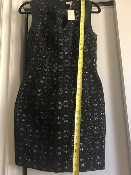 NWT MAJE Black/ Silver Dress With Cut Out Neck Line Size 1