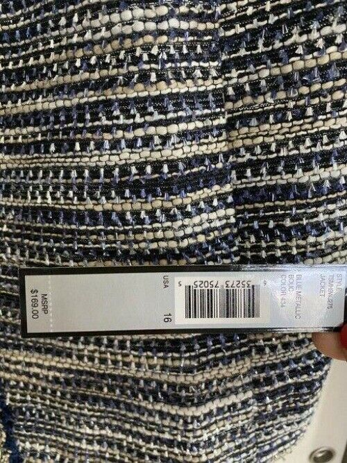 elie tahari navy white tweed msrp jacket
