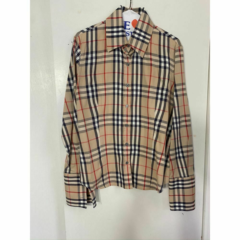 BURBERRY Women’s Nova Check Long Sleeves Button Down Woven Small