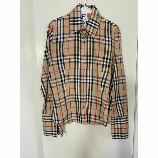 BURBERRY Women’s Nova Check Long Sleeves Button Down Woven Small