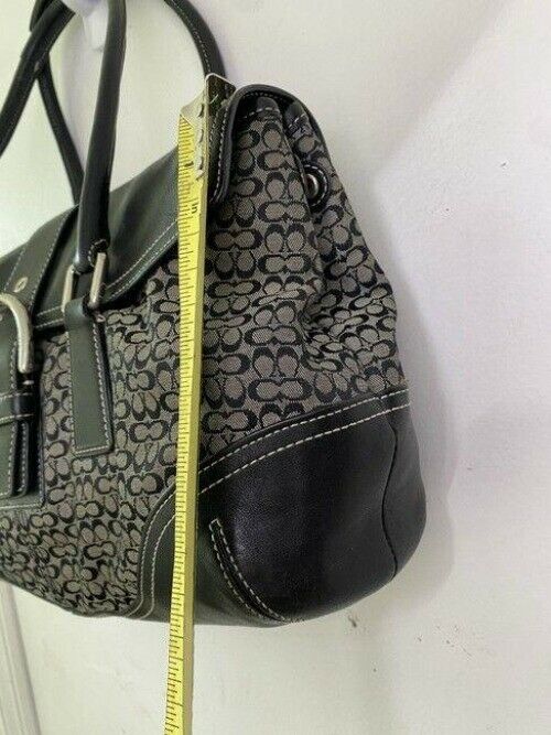 coach bag beige black fabric tote