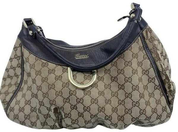 Gucci tote all over logo beige brown jacquard fabric hobo bag