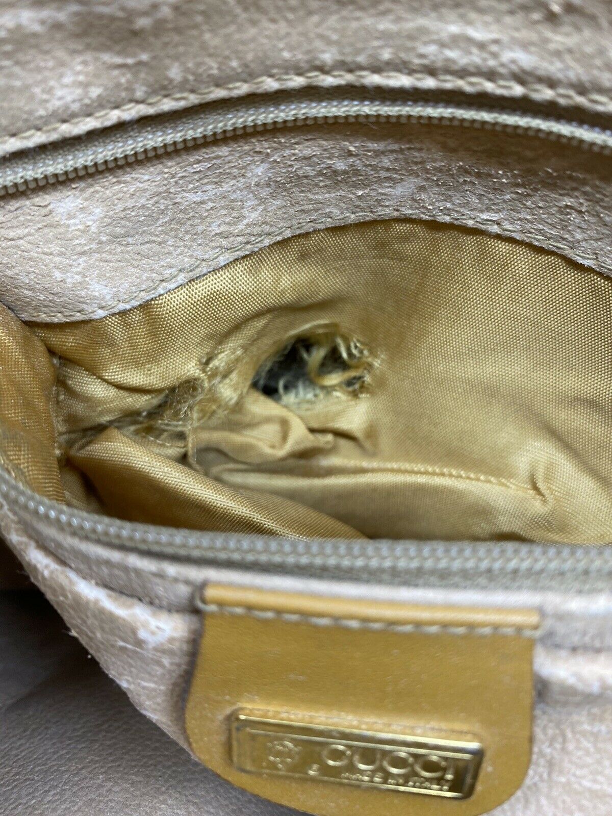 GUCCI Vintage Beige Coated Canvas/ Leather Crossbody