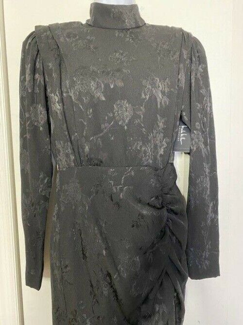 nicole miller black w new ls w slit mid length formal dress