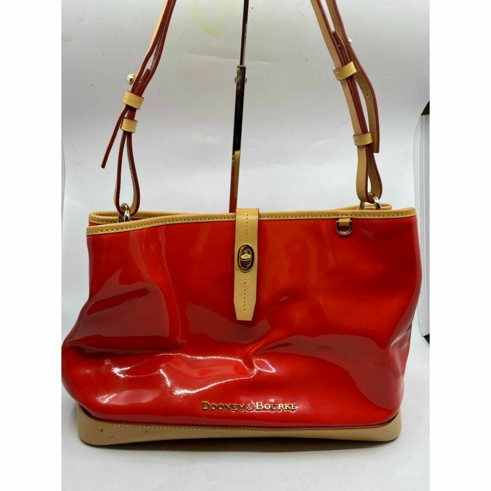 DOONEY & BOURKE Red Tan Large Patent Leather Tote Bag