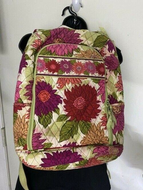 vera bradley quilted large purple green white backpack