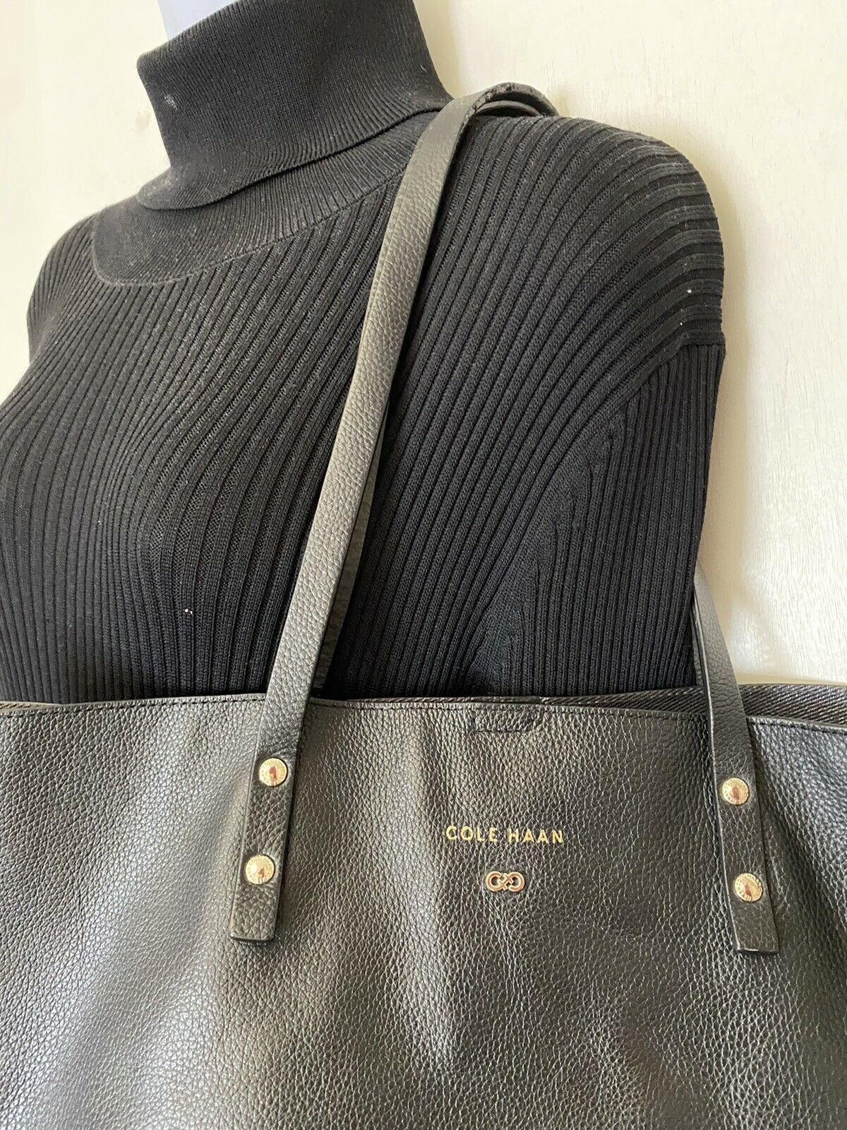 Cole Haan Black Leather Tote Bag