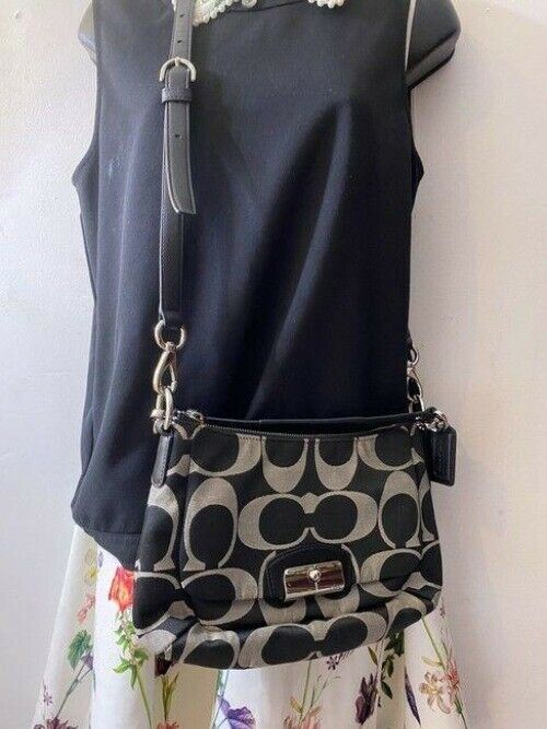 coach black white cross body bag
