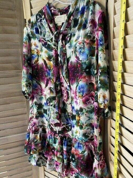 Nicole Miller multi color new tie shift MSRP short formal dress