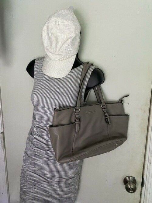 Dana Buchman Gray Leather Shoulder Bag