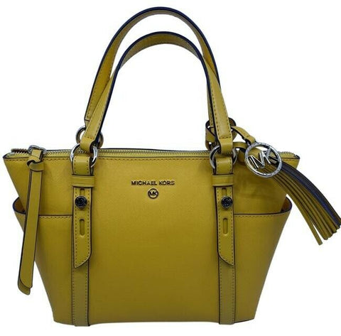 Michael Michael Kors Small Sullivan Convertible Top Zip Tote Yellow Leather Cros