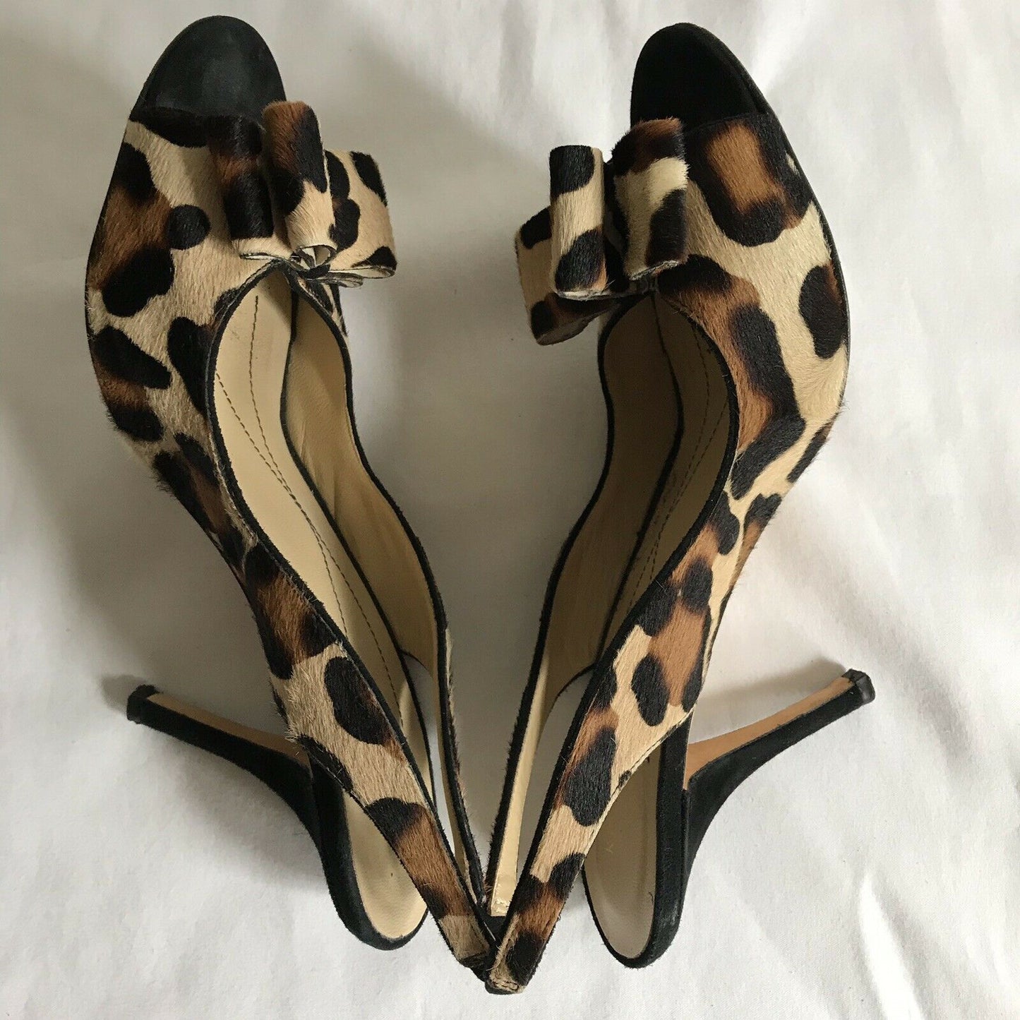 KATE SPADE calf Hair Animal Leopard Print Peeptoe Slingback Platform heels 7.5