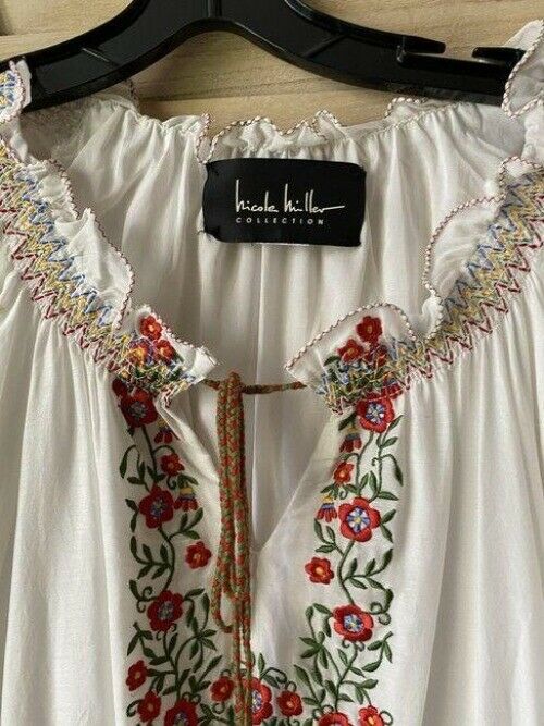 Nicole Miller white new embroidery msrp short formal dress