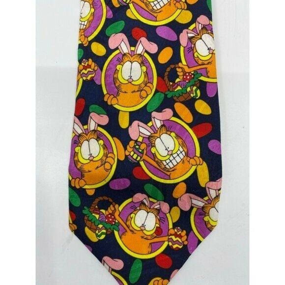 NWT Garfield Neck Tie Bunny Navy Orange Purple