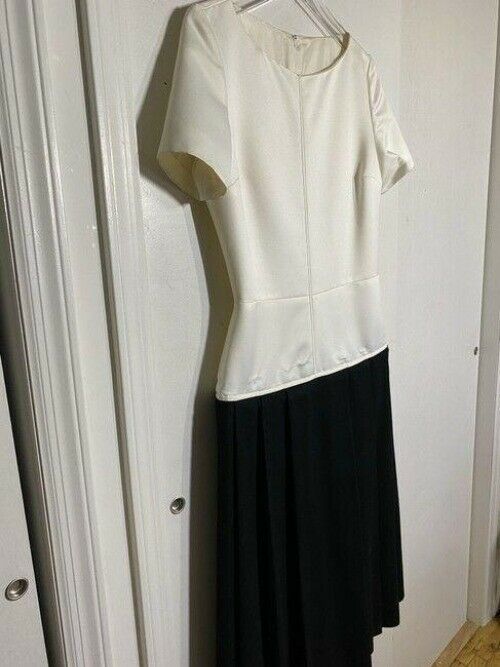 carolina herrera white black new sample mid length cocktail dress