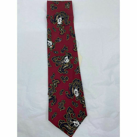 MICKEY MOUSE Disney Neck Tie Red Black Hand Made 100% Silk