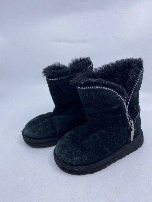 Ugg Australia Black Kids Zipper Accent Bootsbooties Size Us