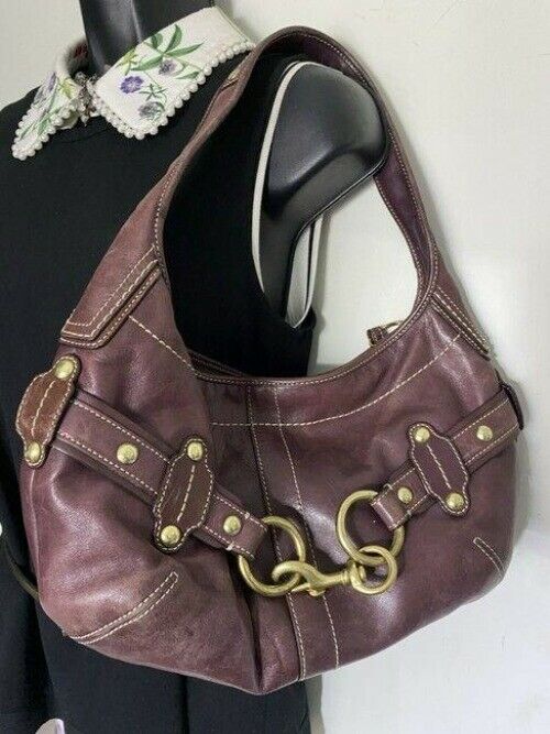 coach leather burgundy shoulder bag