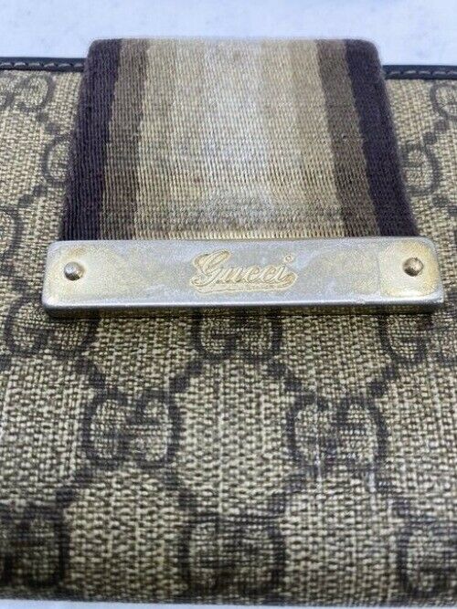 Gucci Brown Long Vintage Gg Web Wallet