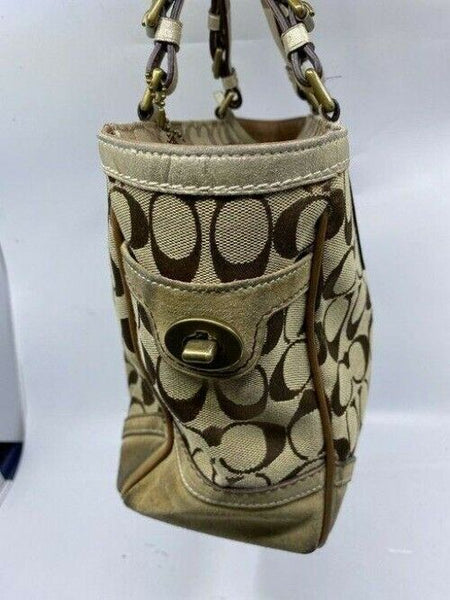 Coach Shoulder Bag Medium Msrp Beige Brown Jacquard Fabric Tote