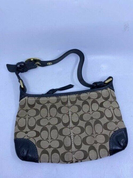 coach medium black beige fabric shoulder bag