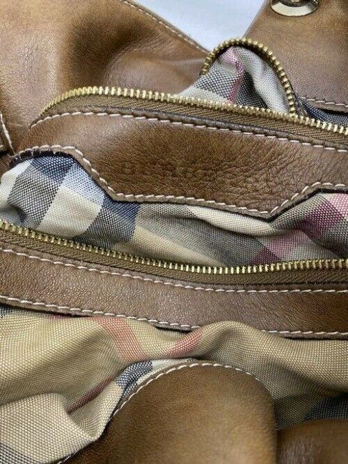 burberry vintage classic brown leather hobo bag