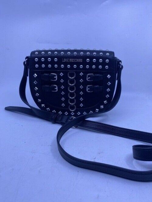 Love Moschino Studded Black Leather Cross Body Bag