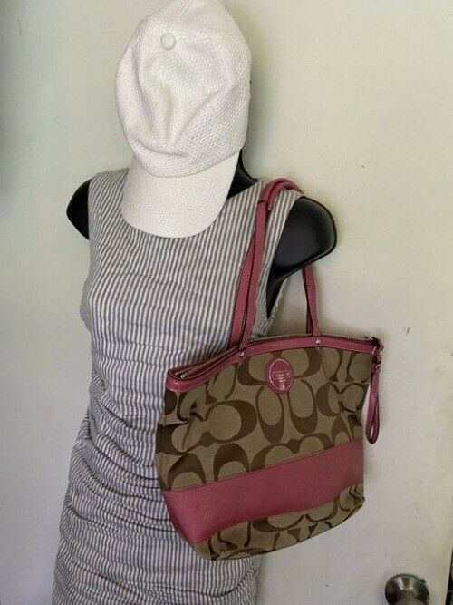 Coach Classic Pink Canvas Shoulder Bag