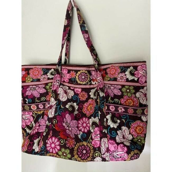 vera bradley bag extra large msrp black white pink tote