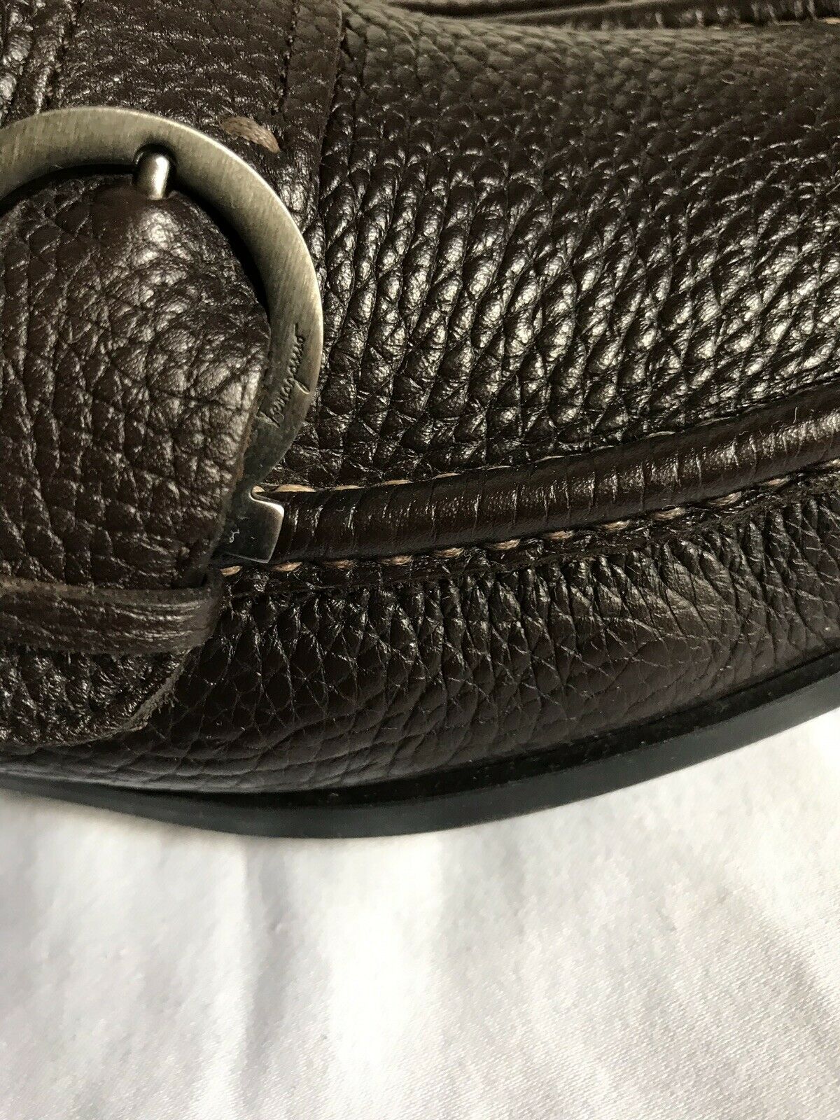Salvatore Ferragamo Brown Pebbled Leather Size 7