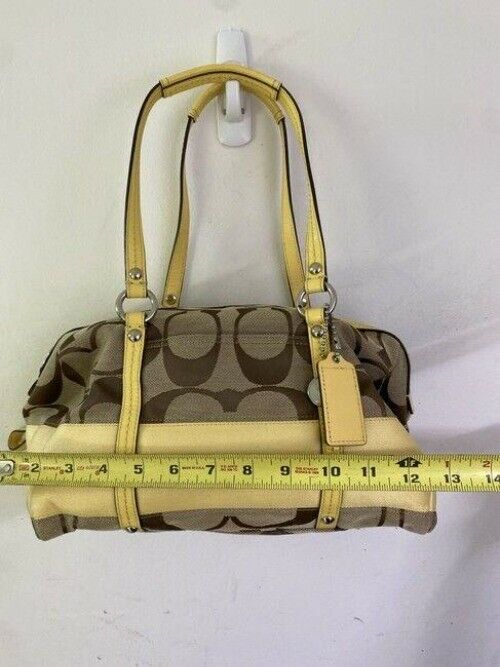 coach bag yellow brown fabric tote
