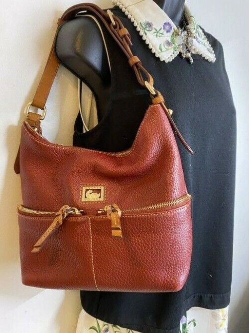 dooney and bourke red leather hobo bag
