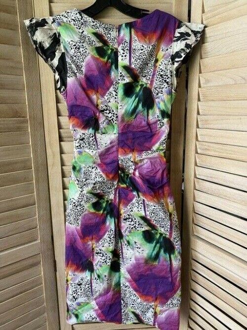 Nicole Miller multi color metal sheath small short formal dress