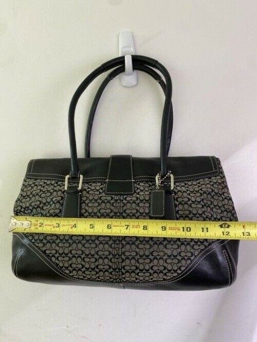 coach bag beige black fabric tote