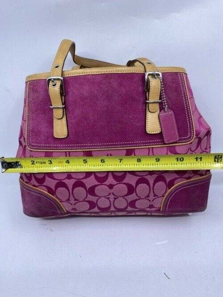 Coach Shoulder Bag Medium Msrp Purple Jacquard Fabric Tote